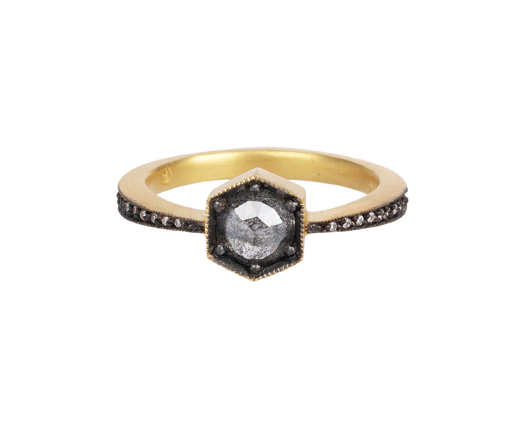 Rose Cut Diamond Hex Ring
