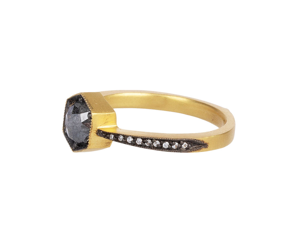 Rose Cut Diamond Hex Ring