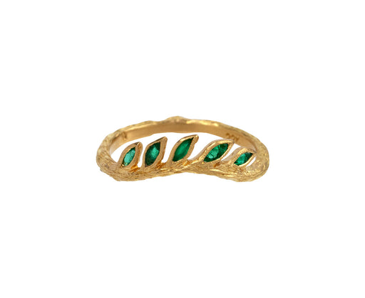 Cathy Waterman Emerald Curved Wheat Band
