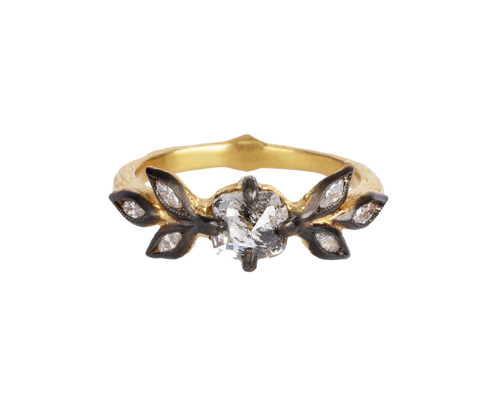 Rustic Diamond Marquise Leaf Ring