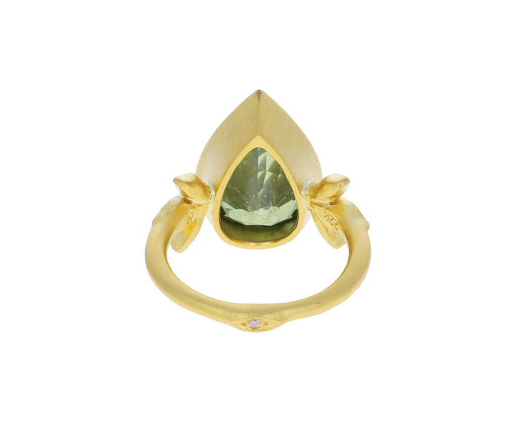 Pear Shaped Green Tourmaline Moderne Ring