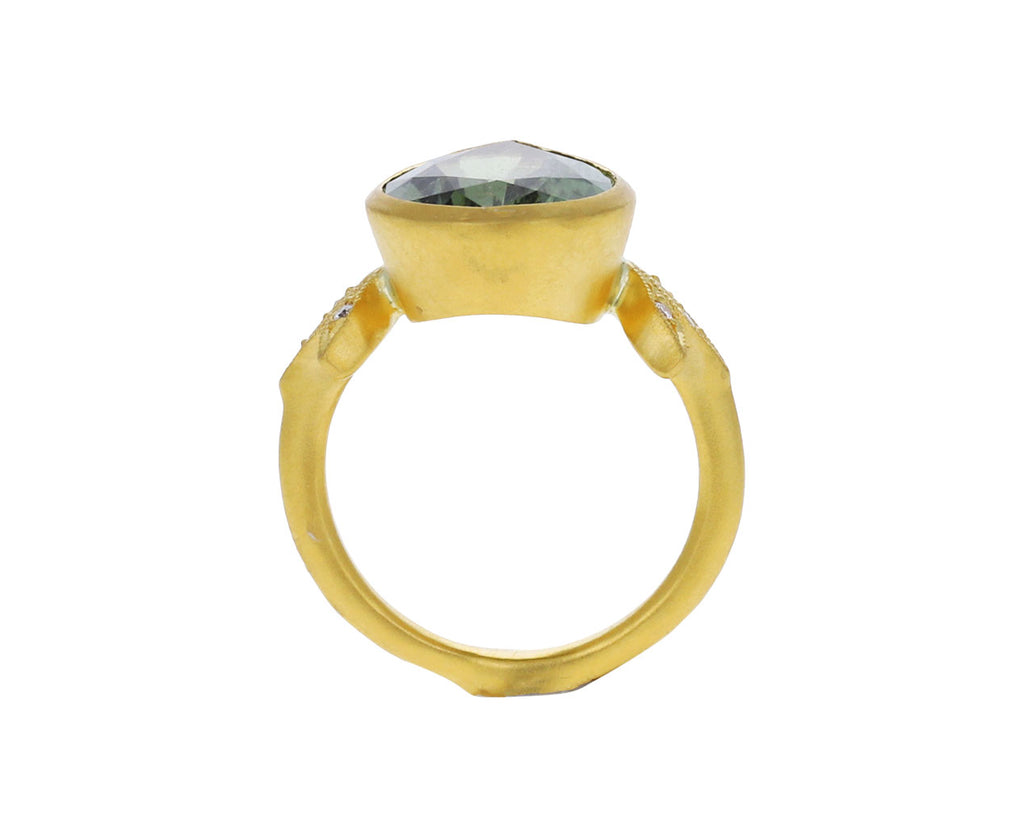 Pear Shaped Green Tourmaline Moderne Ring