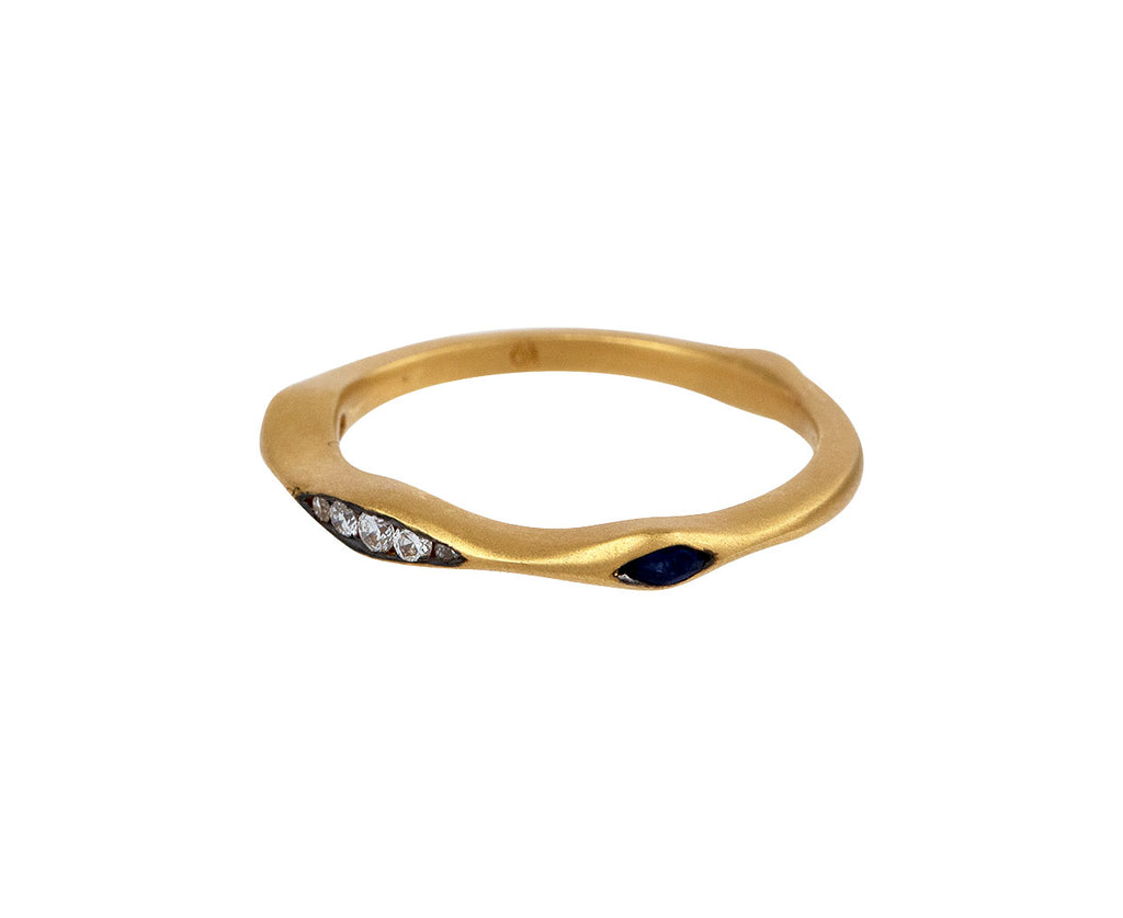 Cathy Waterman Diamond and Blue Sapphire Eye of Horus Band Side