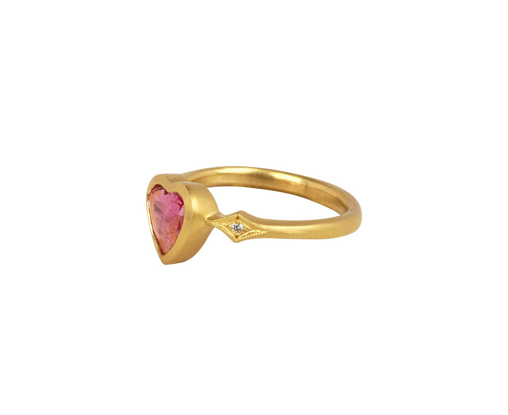 Cathy Waterman Pink Tourmaline Heart Ring Side View