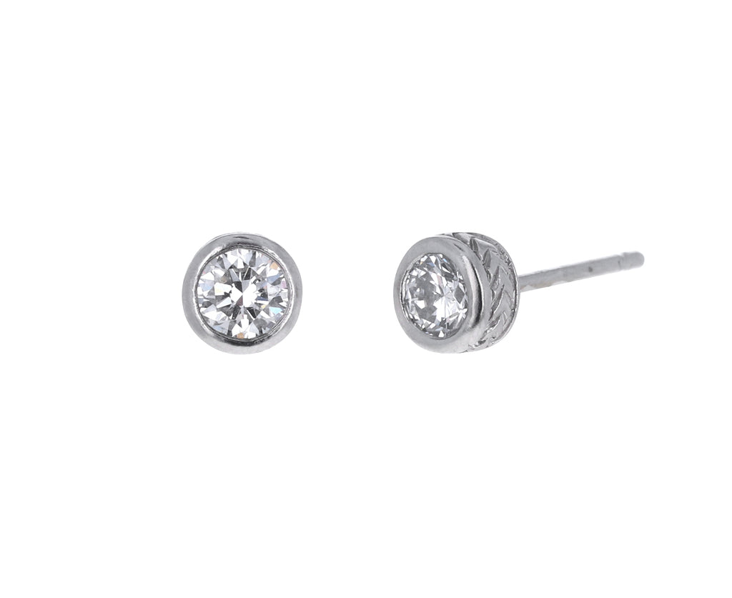 Large Platinum Milgrain Diamond Stud Earrings - TWISTonline 