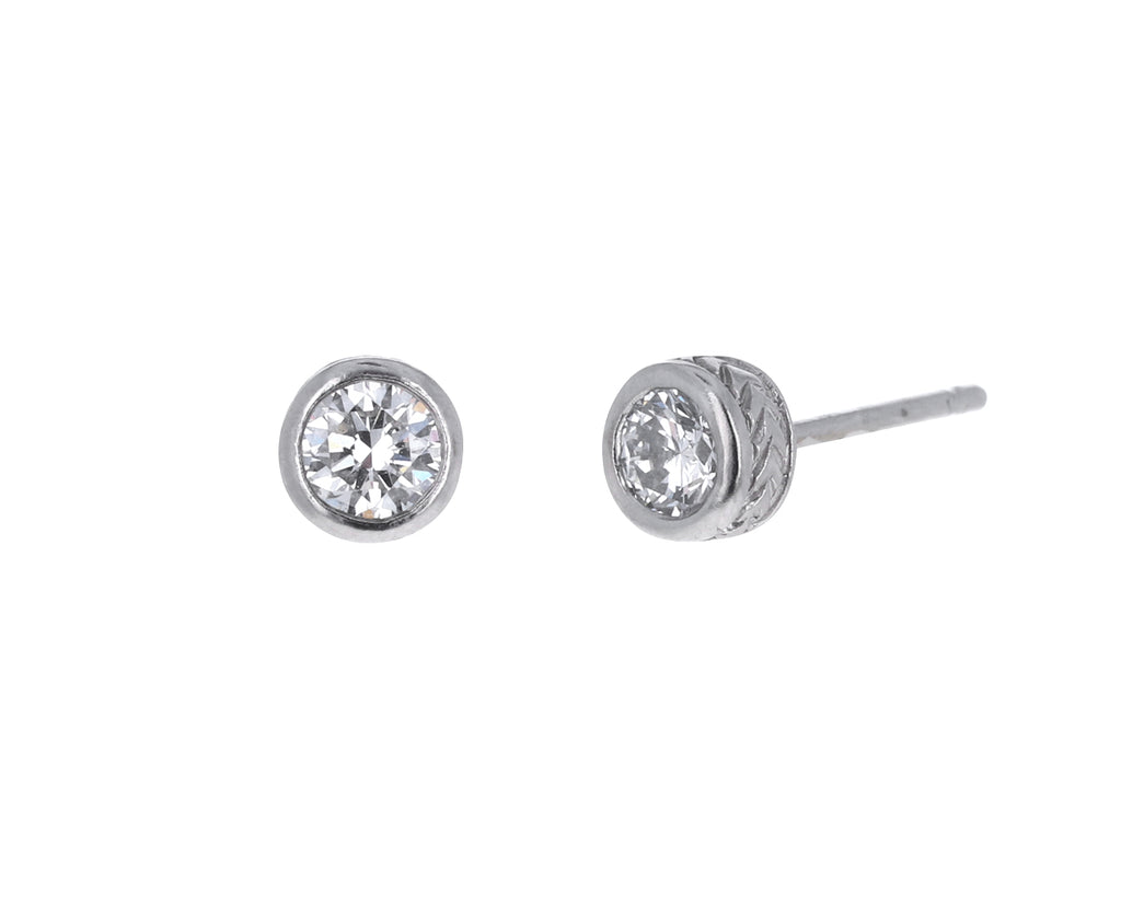 Large Platinum Milgrain Diamond Stud Earrings