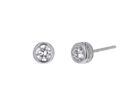 Large Platinum Milgrain Diamond Stud Earrings - TWISTonline 