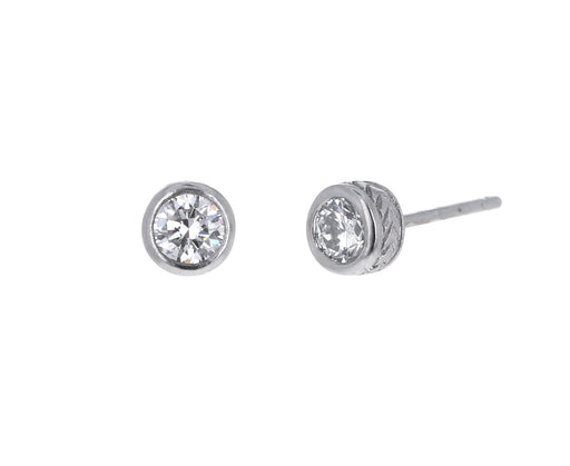 Large Platinum Milgrain Diamond Stud Earrings - TWISTonline 