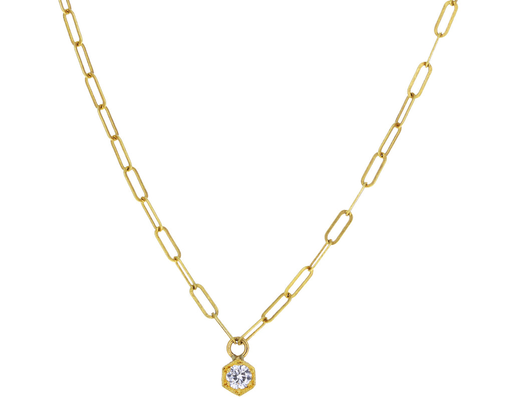 Hexagonal Diamond Pendant Necklace